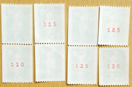 Lot 8 Timbres Roulette Briat, 5 Avec Numéro Rouge, 2627a, Marianne, Bicentenaire, 2,10F - Rollo De Sellos