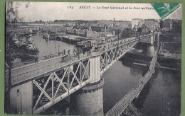 CPA - FINISTERE - BREST - LE PONT NATIONAL ET LE PORT MILITAIRE - Belle Animation Sur Le Pont, Attelages, Tramways - Brest