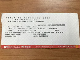 B.B. King Blues Festival Concert Ticket Barcelona 02/07/2004 Palau Sant Jordi Entrada - Concerttickets