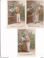 COUPLES 3 CPA  Coloré Circulé  Cachet De 1909 - Coppie