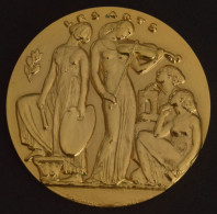 Médaille Du Travail En Bronze Doré ARTHUS BERTRAND - Les Arts Par Le Graveur H BOUCHARD- Diamètre 80 Mm - Professionali / Di Società