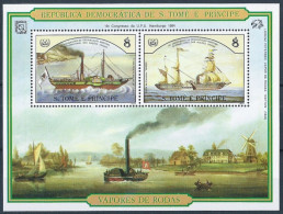 ST THOMAS ET PRINCE - BATEAUX A VAPEUR - JOLI BLOC-FEUILLET - NEUF** MNH - Ships