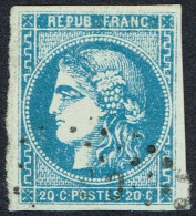 YT N° 46B Bordeaux 20c BLEU Type III Report II - Position 4 Du Bloc Report - 1870 Bordeaux Printing