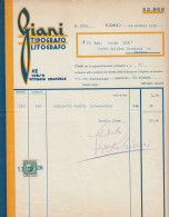 Torino 1936, Giani, Tipografo Litografo, Fattura Commerciale, Marca Da Bollo - Italia