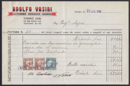 Torino 1939 - Adolfo Vasini - Idraulico - Gasista - Fattura - Marche - Italie