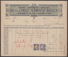 Torino 1934 - Ditta Carlo Mariano Bocca - Vetri - Specchi - Fattura Epoca - Italia