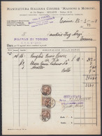 Torino 1938 - Manifattura Italiana Cinghie Massoni & Moroni - Fattura - Italië