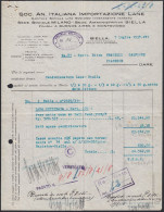 Biella 1938 - Soc. An. Italiana Importazione Lane - Fattura D'epoca - Italia