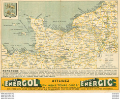 CARTE ROUTIERE CARTONNEE NORMANDIE  AVEC PUBLICITE HUILE ENERGOL FORMAT 27 X 20 CM - Strassenkarten