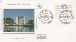 FRANCE-Premier Jour D'émission-Sommet De L'Arche-cachet De Puteaux Du 14.07.89 - Documentos Del Correo