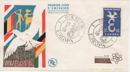FRANCE-Premier Jour D'émission-EUROPA-cachet De Paris Du 13.09.58 (timbre Bleu) - Documents De La Poste