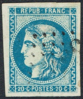 YT N° 46B Bordeaux 20c BLEU Type III Report II - Position 7 Du Bloc Report - 1870 Ausgabe Bordeaux