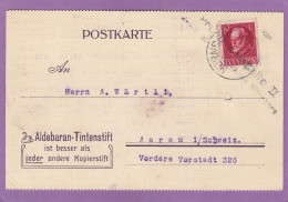 SCHWAN BLEISTIFT FABRIK,NÜRNBERG.POSTKARTE NACH AARAU,SCHWEIZ,1917.ZENSURSTEMPEL AUS NÜRNBERG. - Covers & Documents