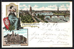 Lithographie Alt-Frankfurt, Stadtansicht Und Der Römer  - Frankfurt A. Main
