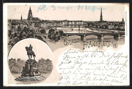 Lithographie Frankfurt, Denkmal Wilhelm I.  - Frankfurt A. Main