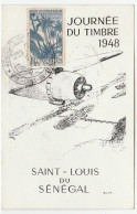Carte Journée Du Timbre, Saint Louis / Sénégal, 1948, Aviation - Briefe U. Dokumente
