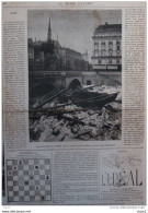 La Débacle De La Seine Et De La Marne - En Face Du Pont Saint-Michel - Page Original 1880 - Historische Documenten