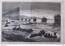 Écosse - Les Ruines Du Pont De La Tay - Les Plongeurs Recherchant Les Cadavres Du Train D'Edimbourg Page Original - 1880 - Historical Documents