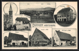 AK Endingen / Balingen, Wirtschaft Z. Rose, Gasthaus Z. Adler, Rathaus, Kirche & Pfarrhaus  - Endingen