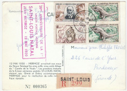 Carte Recommandée Saint Louis, Anniversaire De La 1ère Liaison Postale Aérienne, St Louis Natal, Mermoz1930 - Lettres & Documents