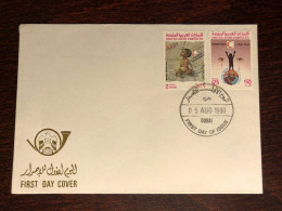UAE FDC COVER 1990 YEAR RED CRESCENT RED CROSS HEALTH MEDICINE STAMPS - Ver. Arab. Emirate