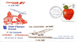 GB UK Grande Bretagne 1er Vol Londres Strasbourg 11 04 1987 Concorde, Pont - Concorde