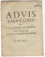 Mazarinades - Pamphlet - Fronde - Historical Documents