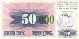 BOSNIA & HERZEGOVINA 50000 DINARA 24.12.1993 P-55g XF/AU HANDSTAMP, SARAJEVO [BA055g] - Bosnia Y Herzegovina