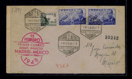 87191 SPAIN  Aviation Avions "1st Direct Avion MADRID »MEXICO" Transports First Flight Mailed - Andere (Lucht)