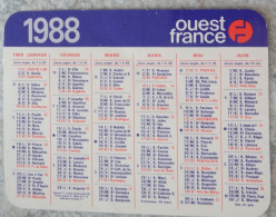 Petit Calendrier De Poche 1988 Journal Ouest France - Formato Piccolo : 1981-90