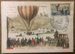 Journée Nationale Du Timbre 1955 La Poste Par Ballon (Club Philatélique Valenciennes 59) - Poste & Facteurs