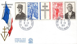 France 1695/98HC Fdc Hommage Au Général De Gaulle, Bande Avec Vignette Illustrée Croix De Lorraine, Drapeau - De Gaulle (Generale)