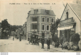 FLERS PLACE DE LA GARE ET RUE NATIONALE  CAFE RESTAURANT ET VIEILLE AUTO - Flers