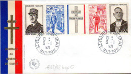 France 1695/98opC Fdc Hommage Au Général De Gaulle, Bande Avec Vignette Illustrée Croix De Lorraine, Drapeau - De Gaulle (General)