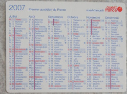 Petit Calendrier De Poche 2007 Journal Ouest France - Tamaño Pequeño : 2001-...