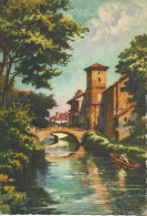 Carte Postale - St-Jean-Pied-de Port - La Nive, Pont D'Espagne Et Le Clocher - Illustration M.Vivier - Saint Jean Pied De Port