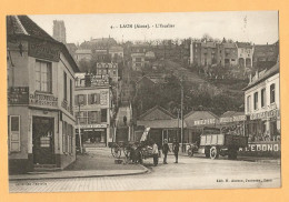 0087  CPA  LAON (Aisne) L'Escalier - Café Du Nord-Est Restaurant -  Quincaillerie -Teinturerie De La Gare - Camion ... - Laon