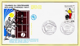 24435 /⭐ ◉  FDC 1er Premier Jour ROLAND GARROS Tennis Tournoi Du CENTENAIRE 1991 PARIS 24 Mai F.D.C First Day Cover - 1990-1999