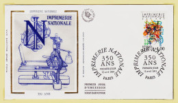 24429 /⭐ ◉  FDC Soie FORGET 1er Premier Jour 350 ANS IMPRIMERIE NATIONALE 13 Avril 1991 PARIS F.D.C CEF First Day Cover - 1990-1999