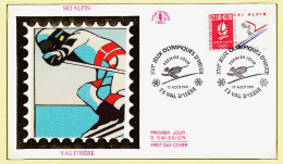 24422 /⭐ ◉  FDC Soie 1er Premier Jour XVIe JEUX OLYMPIQUES D'HIVER Ski ALPIN 17 Aout 1991 VAL D'ISERE F.D.C  - 1990-1999