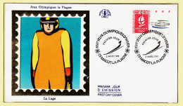 24421 /⭐ ◉  FDC Soie 1er Premier Jour XVIe JEUX OLYMPIQUES D'HIVER La LUGE 2 Mars 1991 MACOT La PLAGNE F.D.C  - 1990-1999