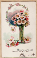 24403 /⭐ ◉  Embossed REGINA Série 180-A Vase Fleurs BONNE ANNEE 1904 à Alice CATALAN Grande Rue Montpellier - Nouvel An