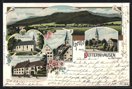 Lithographie Dotternhausen B. Balingen, St. Anna-Kapelle, Kirche U. Pfarrhaus  - Balingen