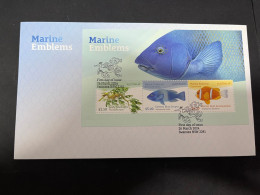 29-4-2023 (3 Z 25) Australia FDC Mini-sheet - 2024 - Marine Emblems (fish) - FDC