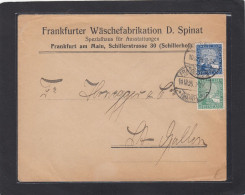 FRANKFURTER WÄSCHEFABRIKATION D. SPINAT,FRANKFURT/MAIN. BRIEF NACH ST. GALLEN,SCHWEIZ. - Cartas & Documentos