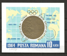 Romania 1964 Romanian Gold Medalist At Olympic Games   Mi Bloc 59, Cancelled(o) - Gebruikt