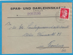 SPAR- UND DARLEHNENSKASSE IN ROSTEIG.BRIEF AUS WINGEN NACH STRASSBURG,ELS. - Lettres & Documents