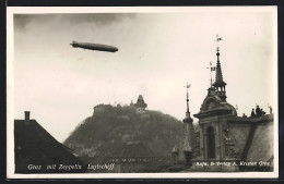 AK Graz, Ortsansicht Mit Zeppelin-Luftschiff  - Other & Unclassified