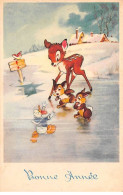 Disney - N°90702 - Bonne Année - Bambi, Panpan Regardant Donald Sous La Glace - Disneyland
