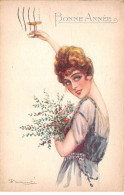 Illustrateur - N°91876 - S. Bompard - Bonne Année - Jeune Femme Levant Une Coupe De Champagne - Bompard, S.